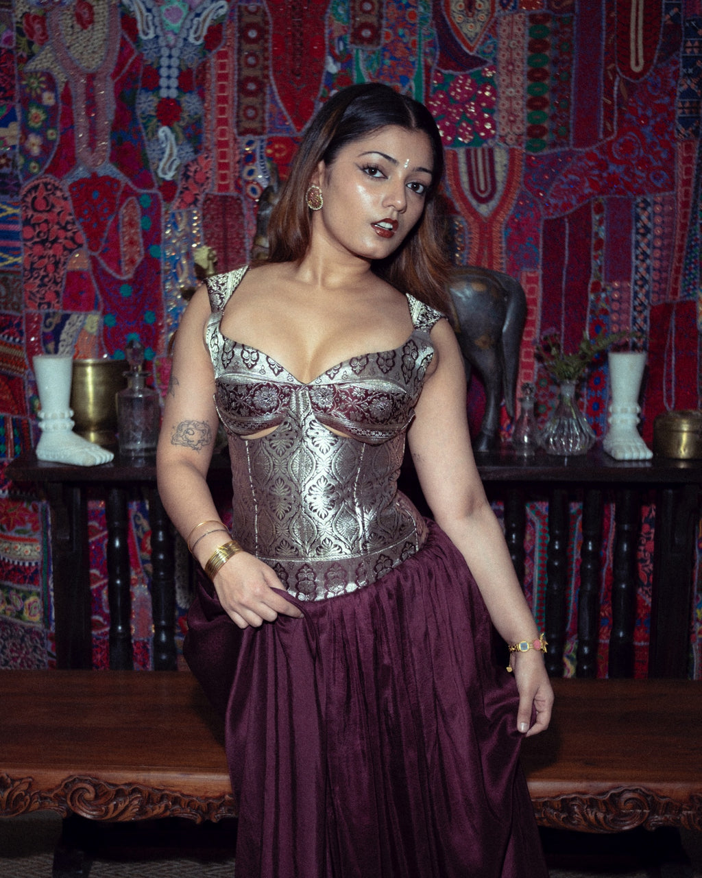 Pavithra Underbust Corset (Brown)