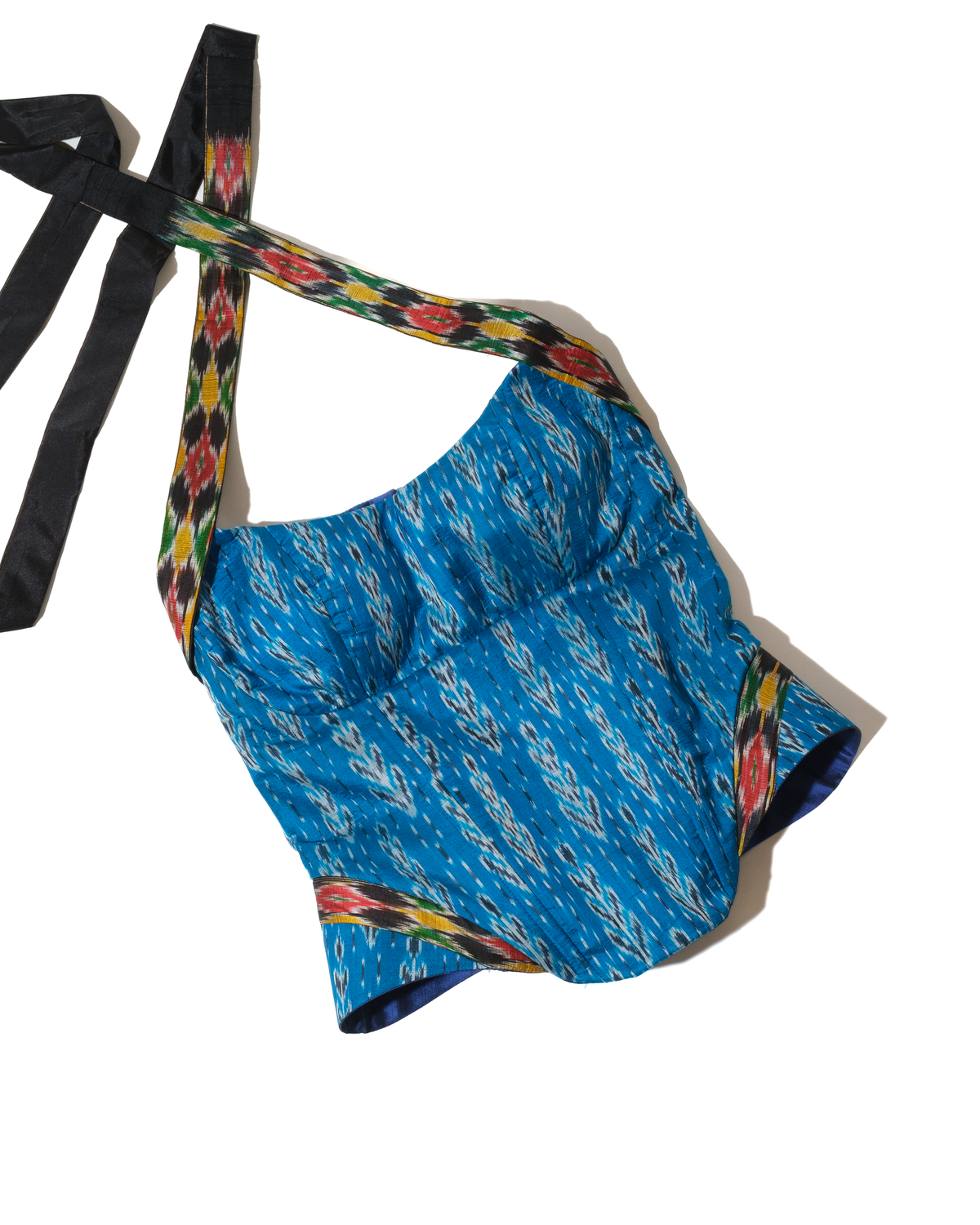 Amira Corset in Blue Silk ikkat