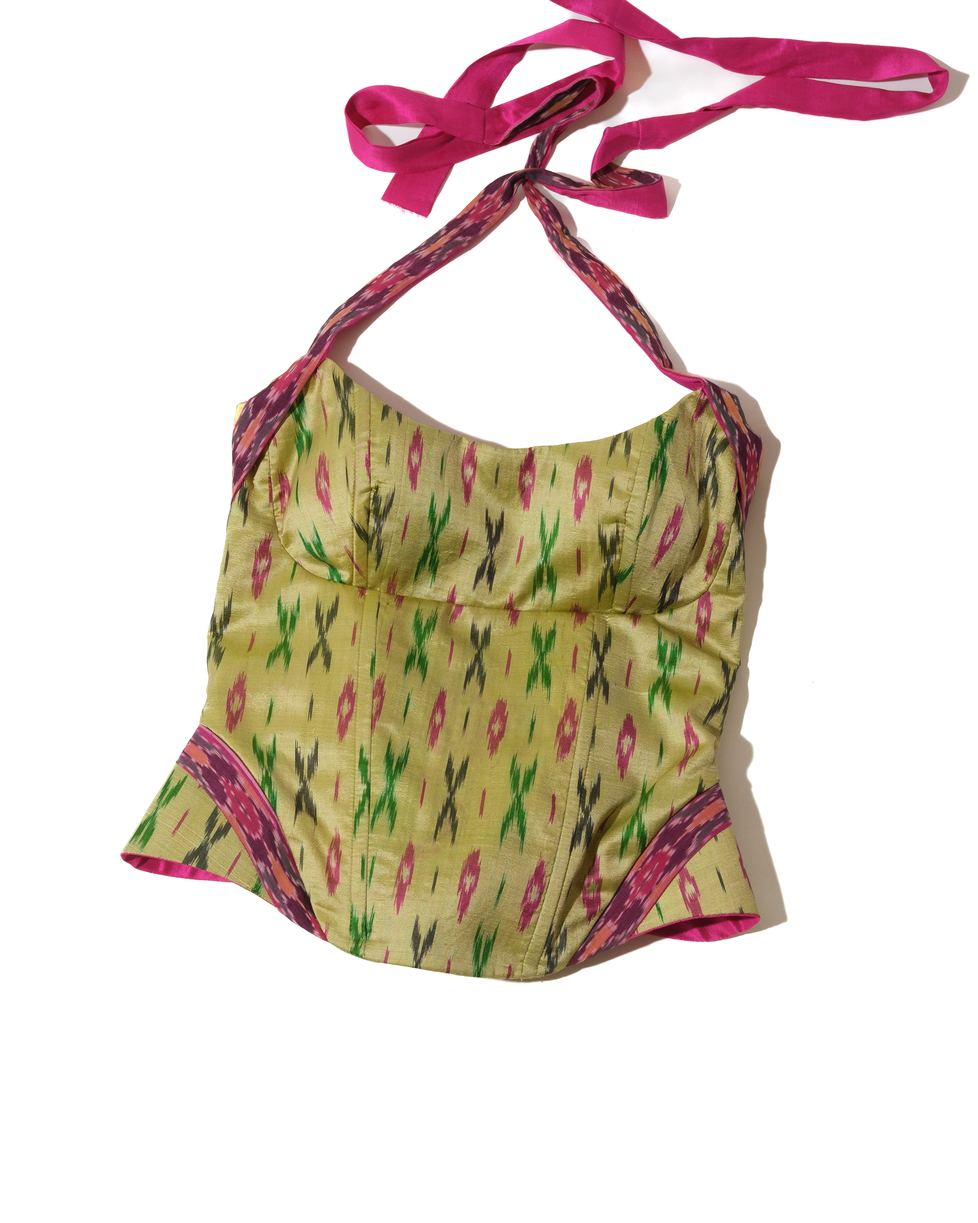 Amira Corset in Pista Silk ikkat