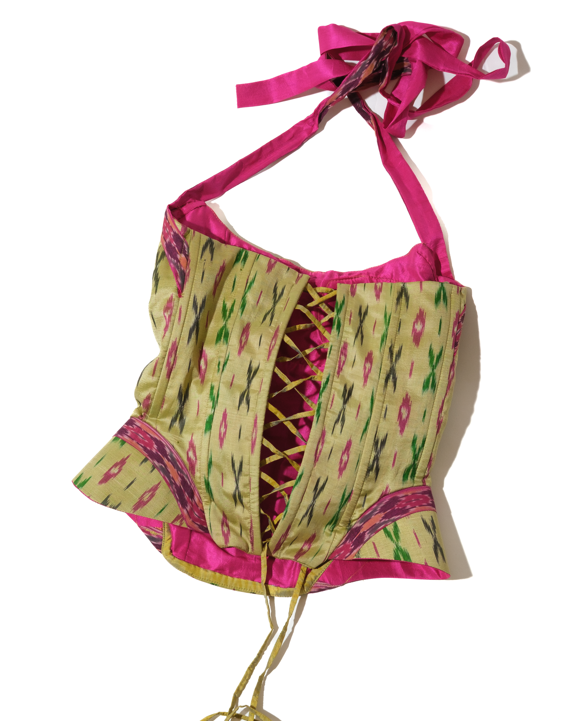 Amira Corset in Pista Silk ikkat