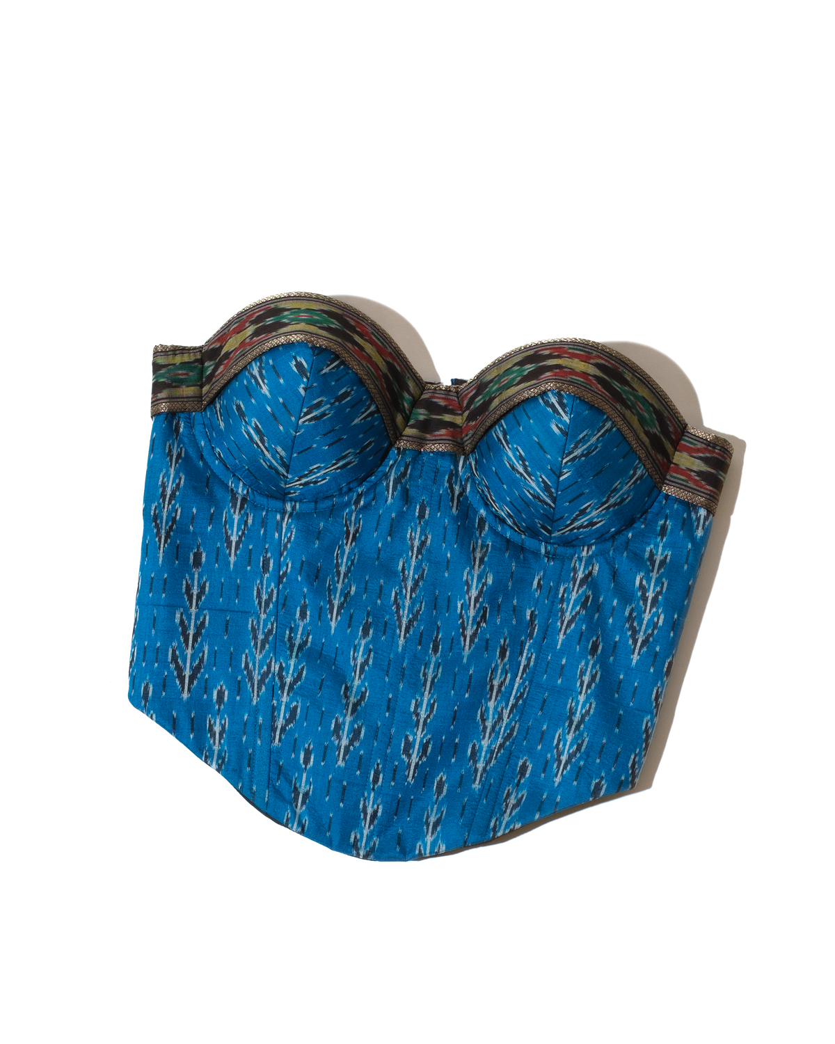 Blue Silk ikkat corset