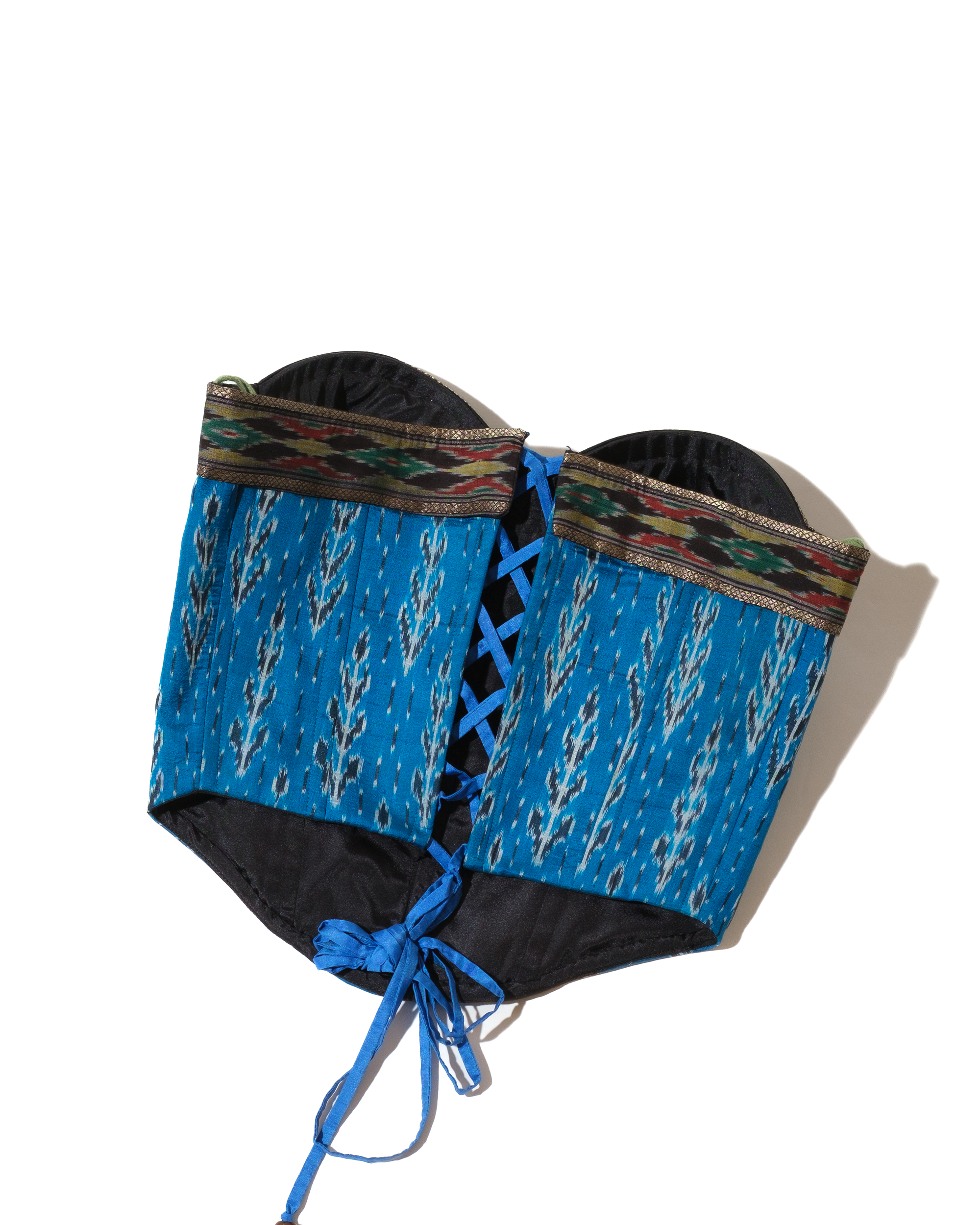 Blue Silk ikkat corset
